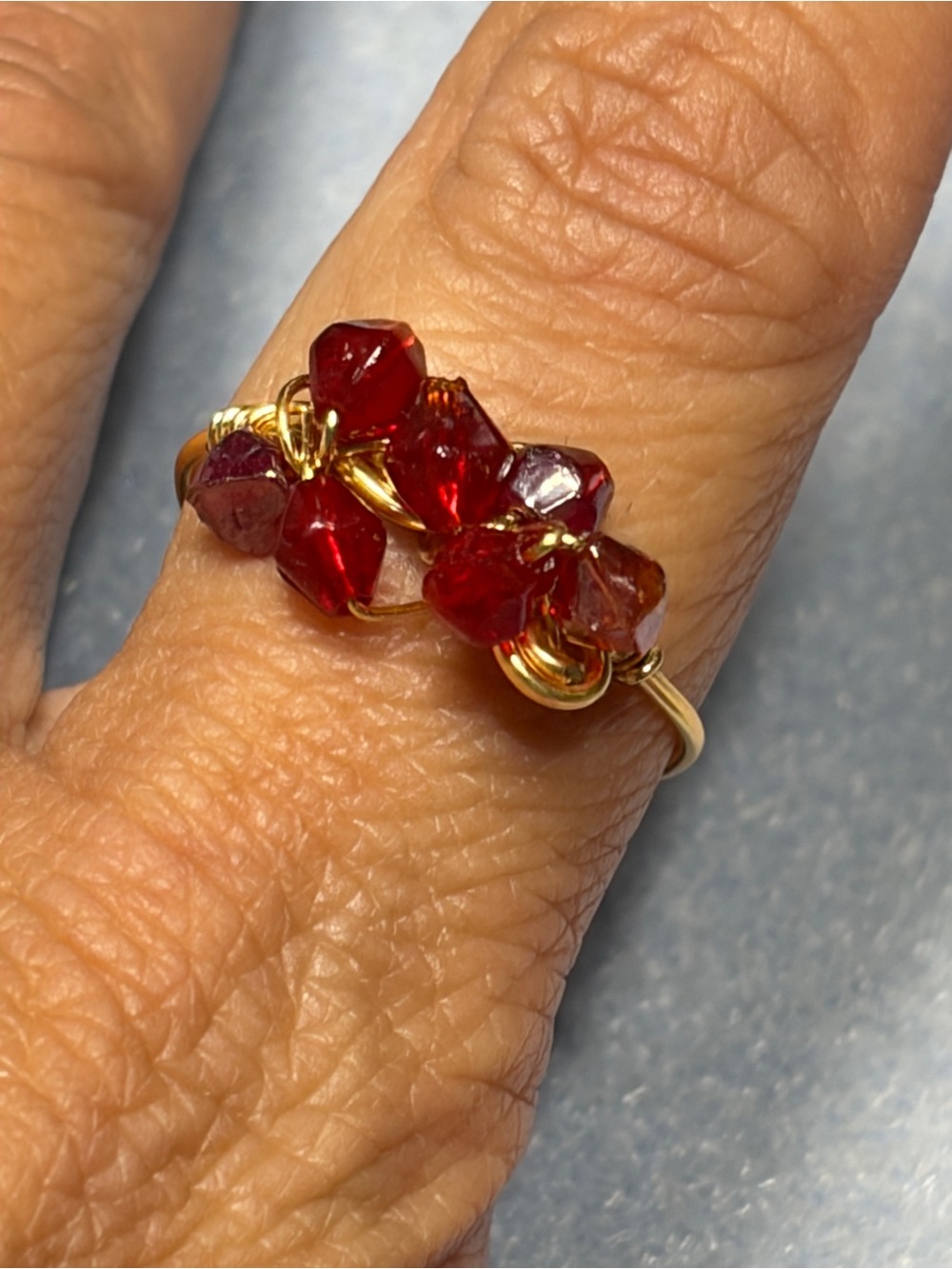 Red stone Wire Wrapped Ring